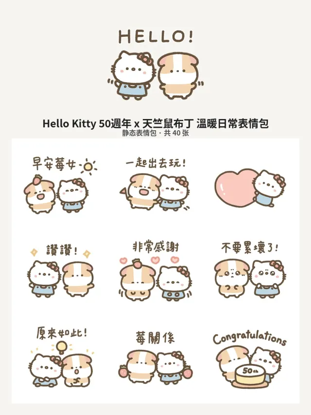 Hello Kitty 50週年 x 天竺鼠布丁 溫暖日常